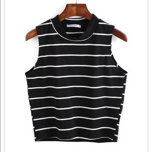 Missguided Bebe striped crop top mock neck m l