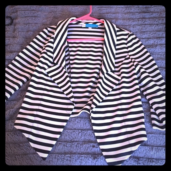 Black and White Striped Blazer