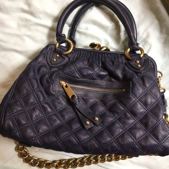 Marc Jacobs Navy Blue Leather Stam Bag