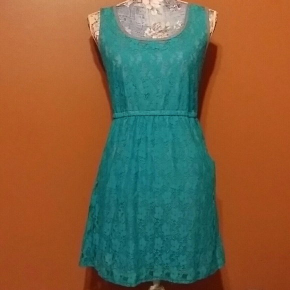 Blue and gray laced dress