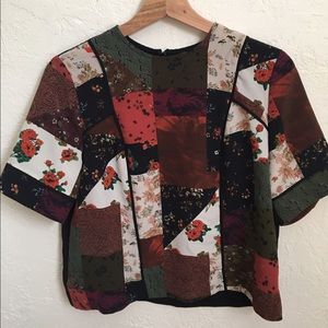 Topshop Floral Patchwork Shift Top