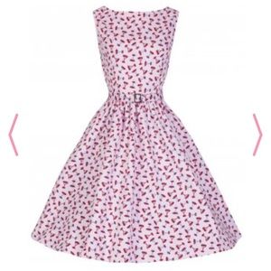 Lindy Bop Audrey Pink Glass Swing Dress