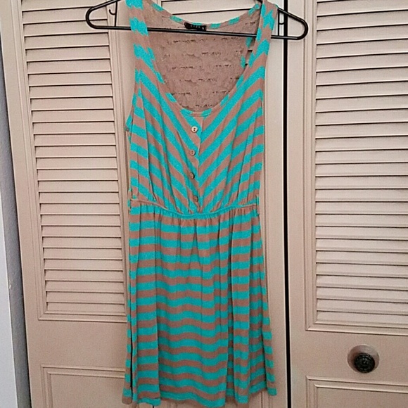 Teal and brown dress