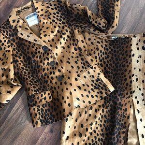 Moschino Vintage Leopard Print Wool Suit