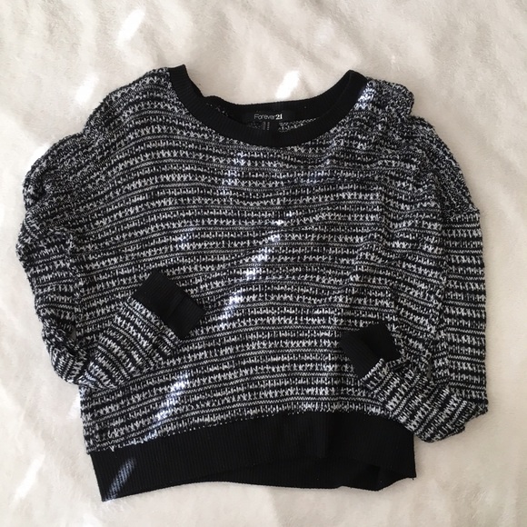 Black and white knit sweater