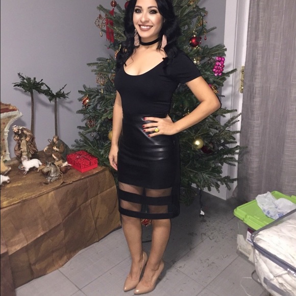 Black faux leather skirt