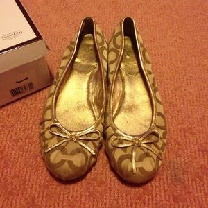 Coach Gold Logo Flats