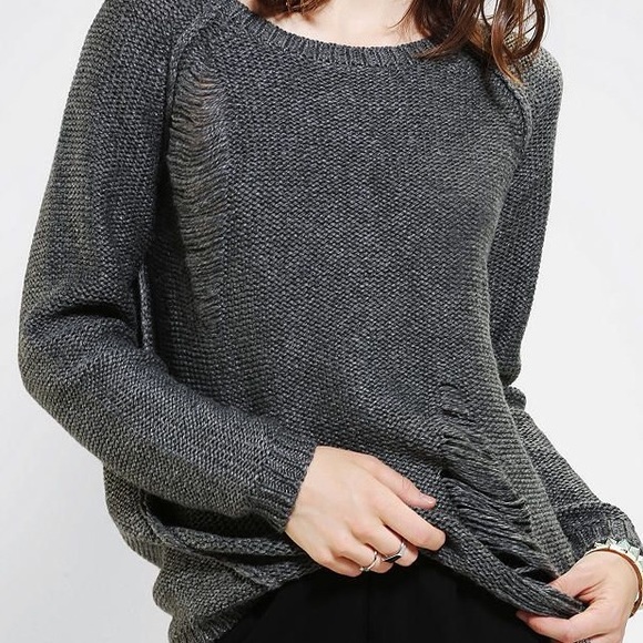 Sparkle and Fade Slit Pullover Sweater