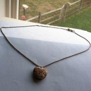 Wood heart necklace.