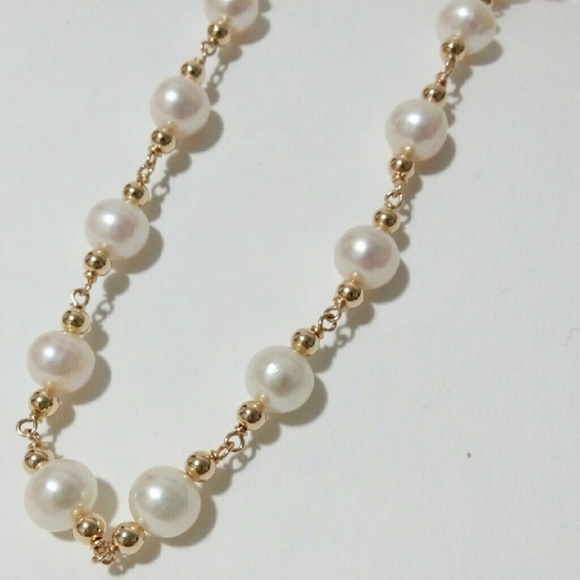 SOLD. Pearl and Gold Necklace 16 inches.