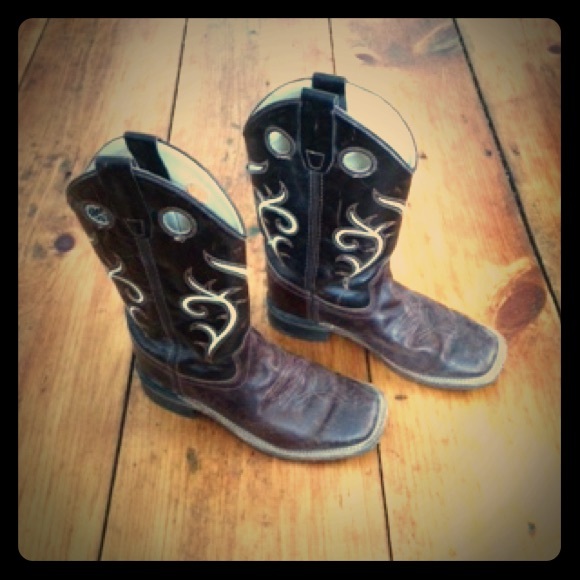 Leather Old West cowboy boots size 5-6