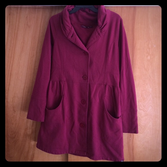 Red Long Sweatshirt Coat