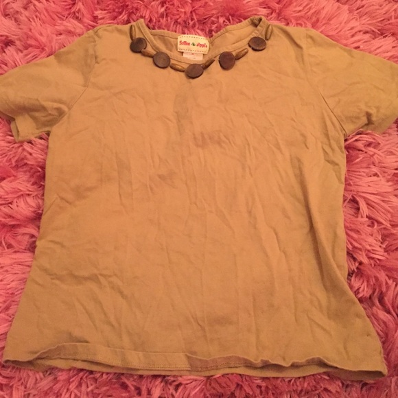 Free beaded tan short sleeve shirt