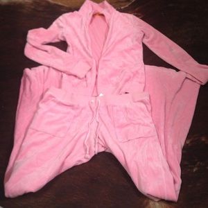 Juicy Couture set! Pink Suede Sweatshirt and pant.