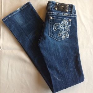 Miss Me Bootcut Jeans, Fleur de Lis  Sz 26