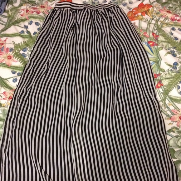 Black & White Striped Maxi Skirt