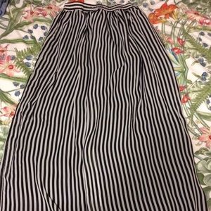 Black & White Striped Maxi Skirt