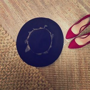 Forever 21 Black Floppy Hat with Feather Trim.