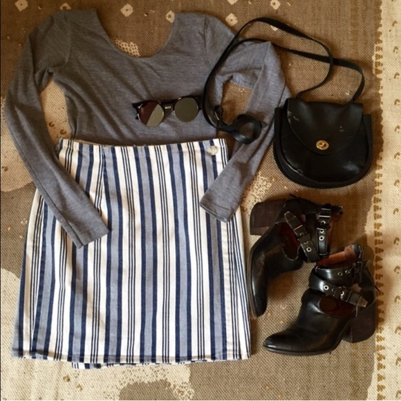 Vintage Striped Denim Mini Skirt