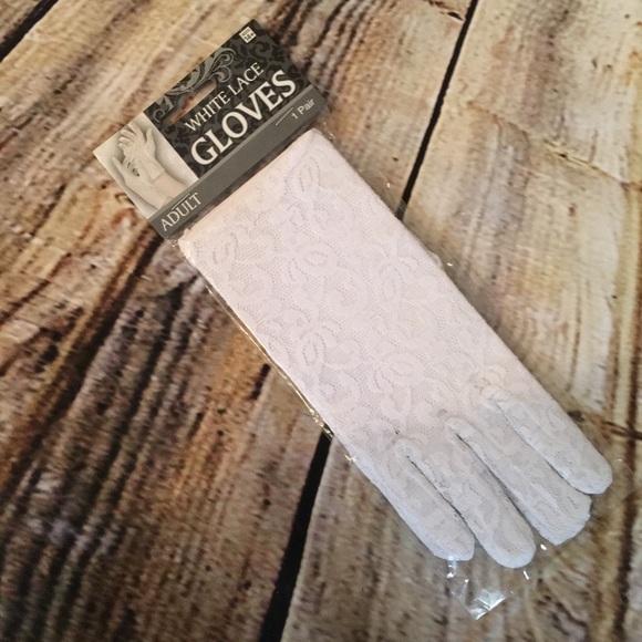 White Lace Costume Gloves