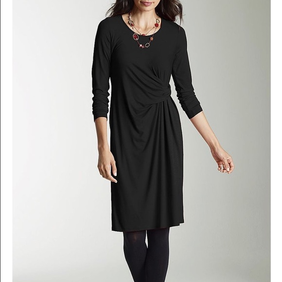 J.Jill Scoop Neck Twist Front Black Dress
