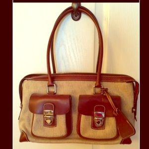 Dooney & Bourke Bag :Khaki color w/brown trim