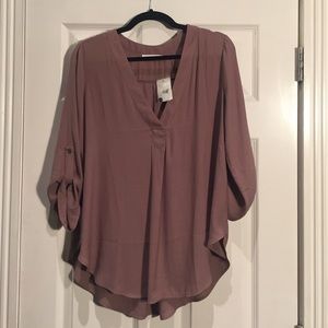 V-beck long sleeve blouse