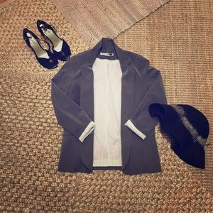 Gray/White Necessary Objects Boyfriend Blazer