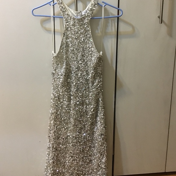 Parker silver sequin cocktail dress
