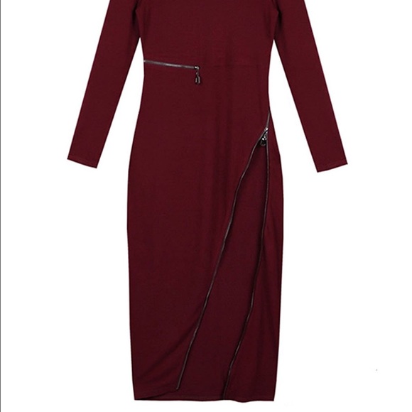 NWT burgundy dress with zippers 😍😍 - Picture 2 of 4