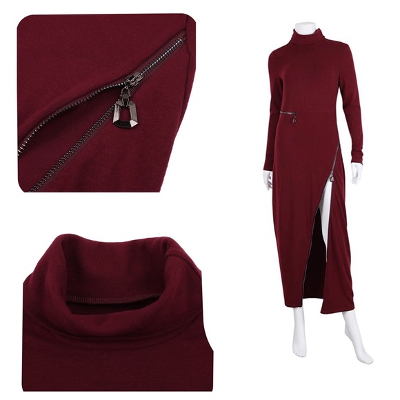 NWT burgundy dress with zippers 😍😍 - Picture 4 of 4