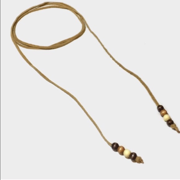 Tan Suede Beaded Wrap Choker! NEW!