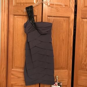 One shoulder dark grey homecoming dress