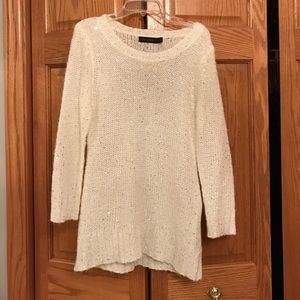 White Limited sweater with silver sequins