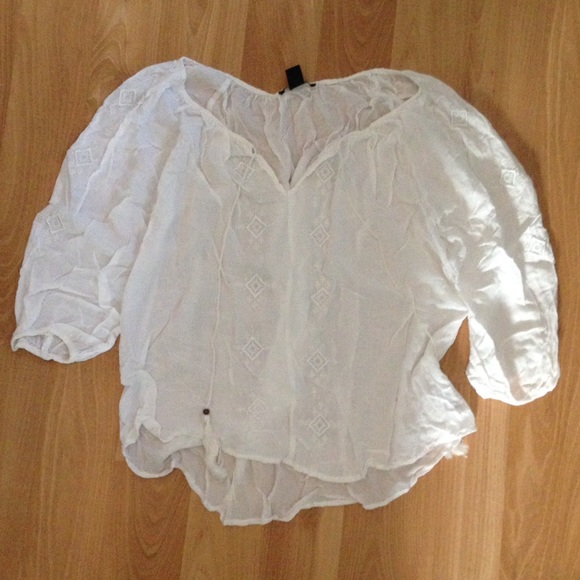 F21 embroidered white tassel peasant blouse - Picture 2 of 4