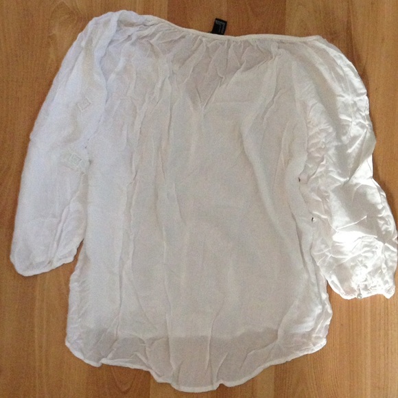 F21 embroidered white tassel peasant blouse - Picture 3 of 4