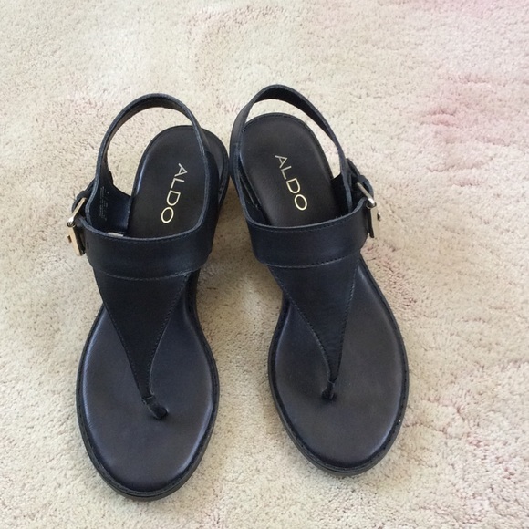 Aldo black and gold sandals.