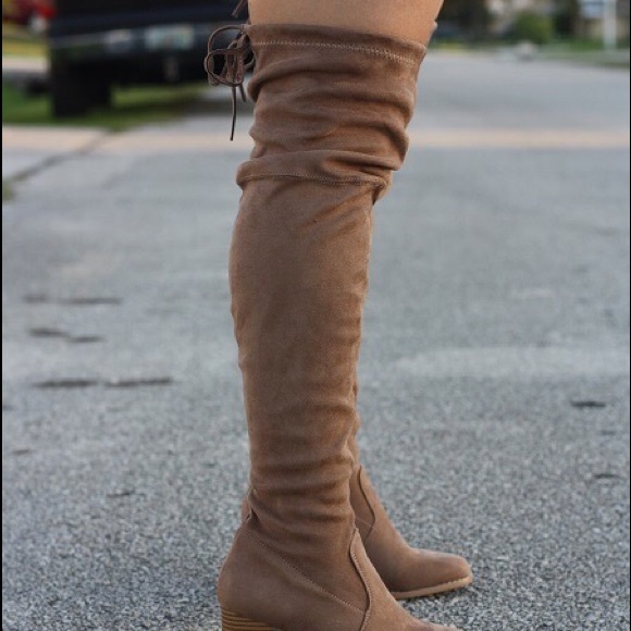 taupe thigh boots - Picture 3 of 3