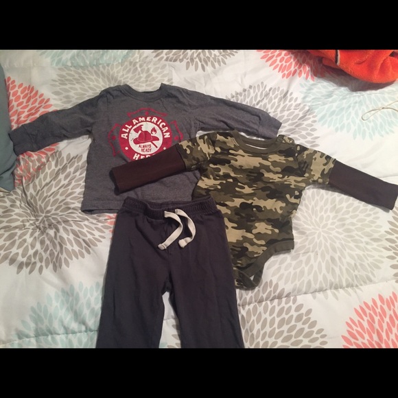 2 long sleeve shirts and 1 long pants size 12-18m