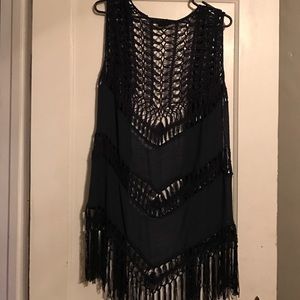 Dark Blue Boho Styled Chunky Sleeve Cardigan