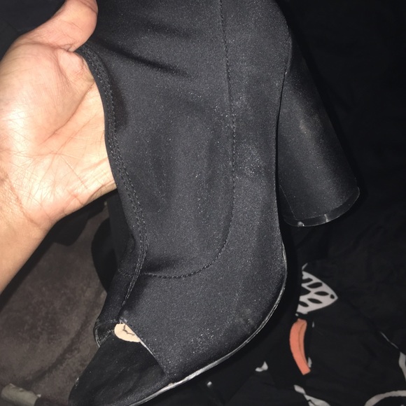 Thigh high peep toe boots