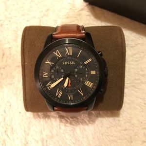grant chronograph luggage leather watch