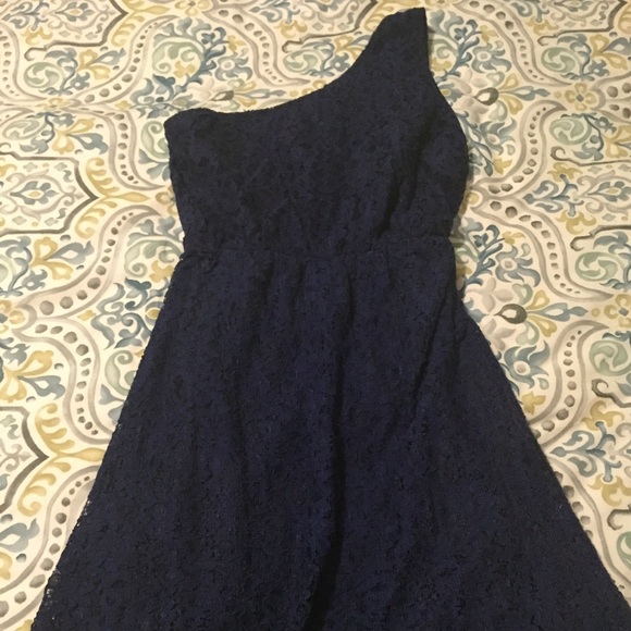 EUC Navy Lace One Shoulder Cocktail dress