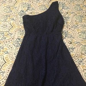 EUC Navy Lace One Shoulder Cocktail dress