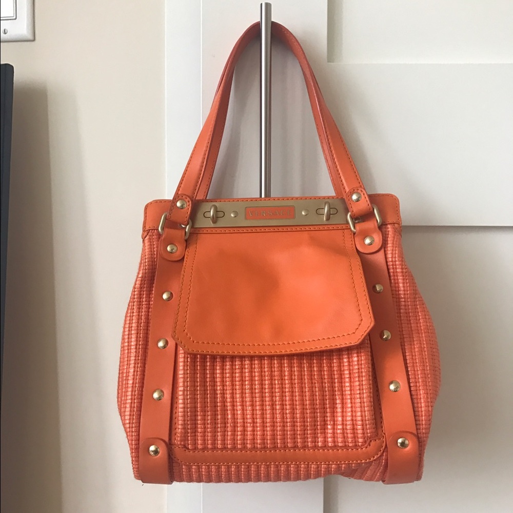 SALE Versace Orange Multi-Pocket Bag