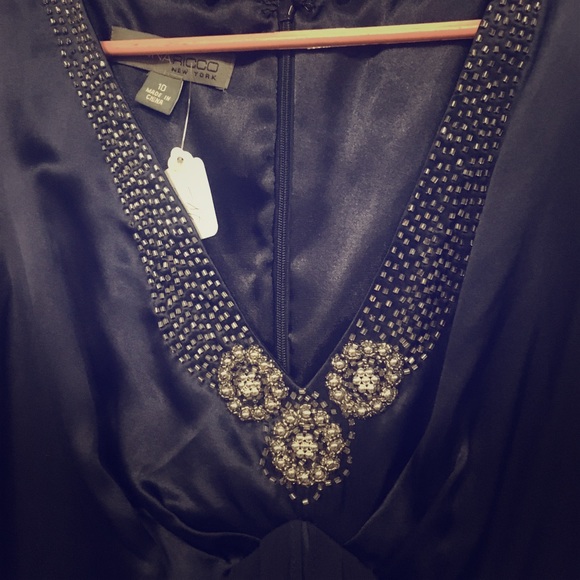 Blue Beaded Evening Gown - Picture 1 of 4