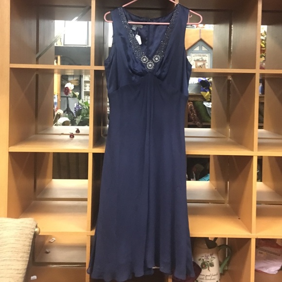 Blue Beaded Evening Gown - Picture 2 of 4