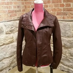 RD Style faux leather bomber jacket