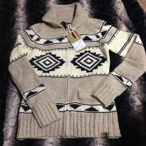 Tribal designed Zip-up Sweater NWT