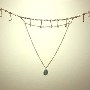Turquoise silver chain teardrop necklace